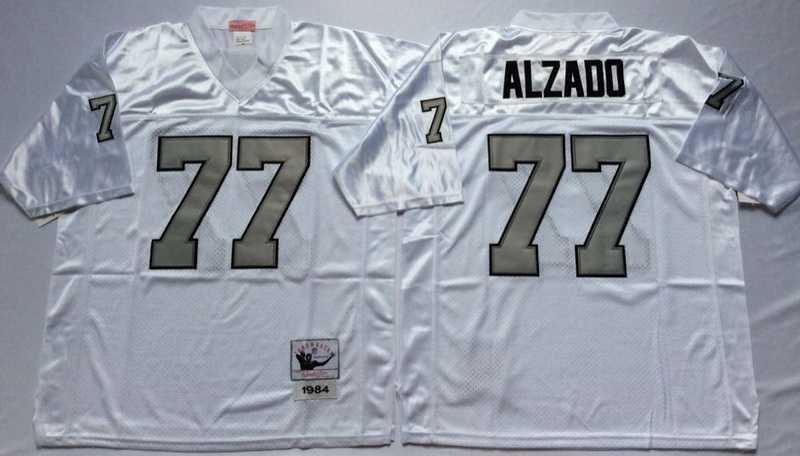 Raiders 77 Lyle Alzado White Silver M&N Throwback Jersey